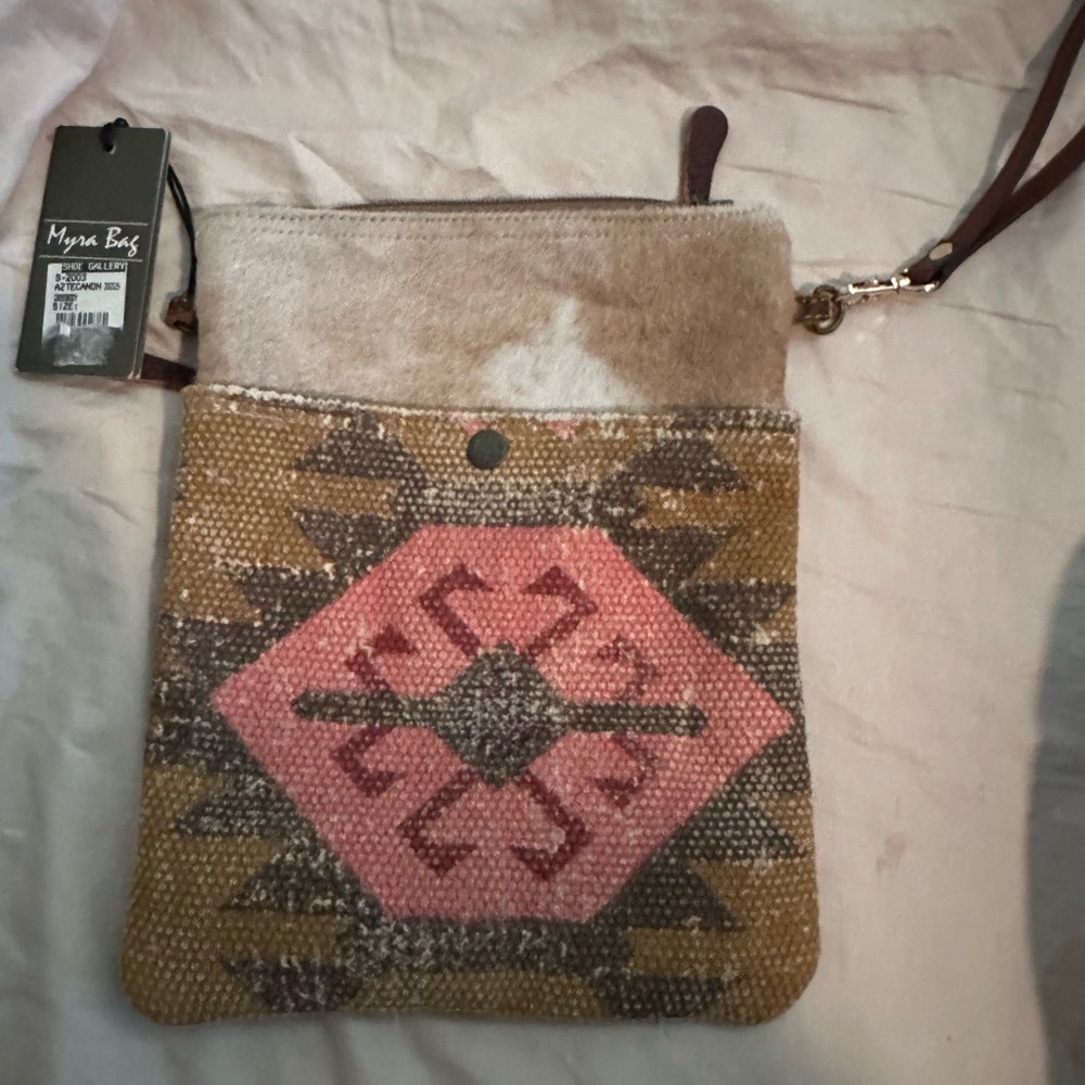 NEW NWT Myra handbag Crossbody/wristlet with calf hair/ leather western